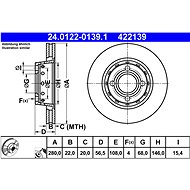 ATE 422139 brake disc 24.0122-0139.1, set of 2 - Brake Disc