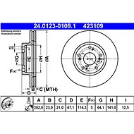 ATE 423109 brake disc 24.0123-0109.1, set of 2 - Brake Disc
