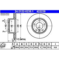 ATE 422239 brake disc 24.0122-0239.1, set of 2 - Brake Disc