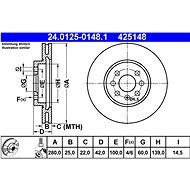 ATE 425148 brake disc 24.0125-0148.1, set of 2 - Brake Disc