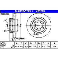 ATE 428215 brake disc 24.0128-0215.1, set of 2 - Brake Disc