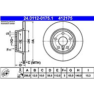 ATE 412175 brake disc 24.0112-0175.1, set of 2 - Brake Disc