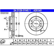 ATE 426145 brake disc 24.0126-0145.1, set of 2 - Brake Disc