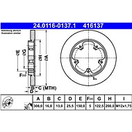 ATE 416137 brake disc 24.0116-0137.1, set of 2 - Brake Disc