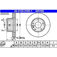 ATE 425100 brake disc 24.0125-0100.1, set of 2 - Brake Disc