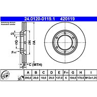 ATE 420119 brake disc 24.0120-0119.1, set of 2 - Brake Disc