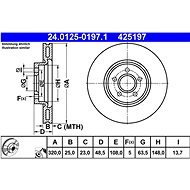 ATE 425197 brake disc 24.0125-0197.1, set of 2 - Brake Disc