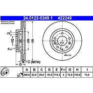 ATE 422249 brake disc 24.0122-0249.1, set of 2 - Brake Disc