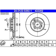 ATE 422202 brake disc 24.0122-0202.1, set of 2 - Brake Disc