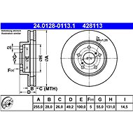 ATE 428113 brake disc 24.0128-0113.1, set of 2 - Brake Disc