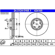 ATE 424168 brake disc 24.0124-0168.1, set of 2 - Brake Disc