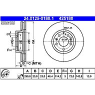 ATE 425188 brake disc 24.0125-0188.1, set of 2 - Brake Disc