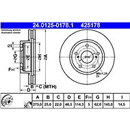 ATE 425178 brake disc 24.0125-0178.1, set of 2 - Brake Disc