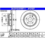 ATE 412187 brake disc 24.0112-0187.1, set of 2 - Brake Disc