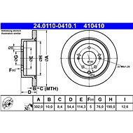 ATE 410410 brake disc 24.0110-0410.1, set of 2 - Brake Disc