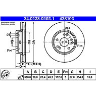 ATE 428103 brake disc 24.0128-0103.1, set of 2 - Brake Disc