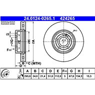 ATE brake disc 24.0124-0265.1, set of 2 - Brake Disc