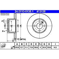 ATE 413138 brake disc 24.0113-0138.1, set of 2 - Brake Disc