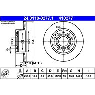 ATE Brake disc OC2 255 REAR ATE 24.0110-0277.1, set of 2 - Brake Disc