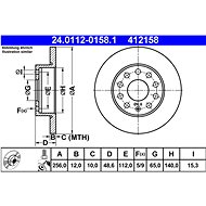 ATE Brake disc OC2 260 REAR ATE 24.0112-0158.1, set of 2 - Brake Disc