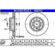 ATE Brake disc OC2 280 ATE 24.0122-0210.1, set of 2 - Brake Disc
