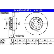 ATE Brake disc OC3 276MM ATE 24.0124-0258.1, set of 2 - Brake Disc