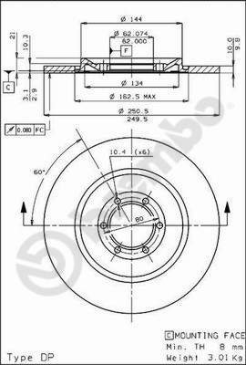 BREMBO brake disc 08.1987.10, set of 2 - Brake Disc