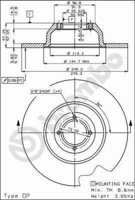 BREMBO brake disc 08.2632.10, set of 2 - Brake Disc