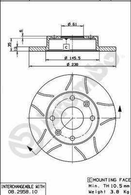 BREMBO brake disc 08.2958.75, set of 2 - Brake Disc