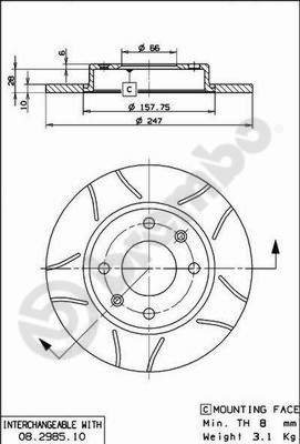 BREMBO brake disc 08.2985.75, set of 2 - Brake Disc