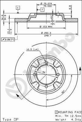 BREMBO brake disc 08.3109.10, set of 2 - Brake Disc