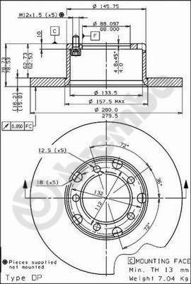 BREMBO brake disc 08.3959.20, set of 2 - Brake Disc