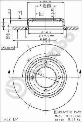 BREMBO brake disc 08.3965.20, set of 2 - Brake Disc
