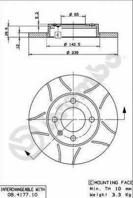 BREMBO brake disc 08.4177.75, set of 2 - Brake Disc