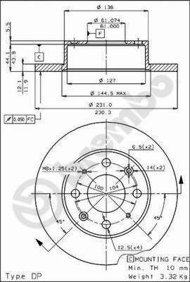 BREMBO brake disc 08.4423.20, set of 2 - Brake Disc