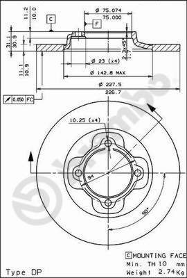 BREMBO brake disc 08.4436.10, set of 2 - Brake Disc