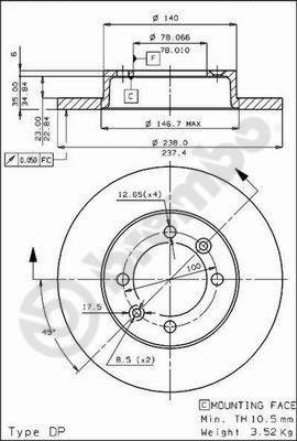 BREMBO brake disc 08.4480.10, set of 2 - Brake Disc