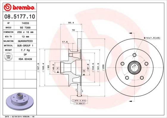 BREMBO brake disc 08.5177.10, set of 2 - Brake Disc
