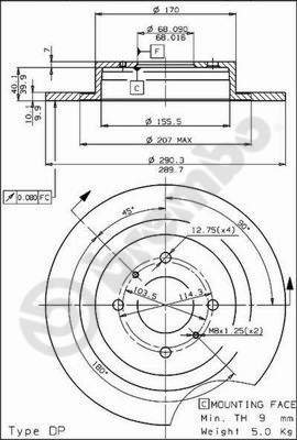 BREMBO brake disc 08.5295.20, set of 2 - Brake Disc