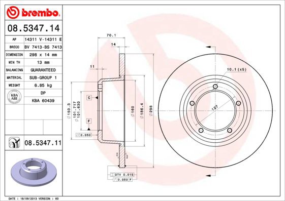 BREMBO brake disc 08.5347.14, set of 2 - Brake Disc