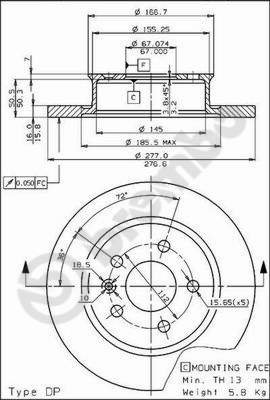 BREMBO brake disc 08.5501.10, set of 2 - Brake Disc