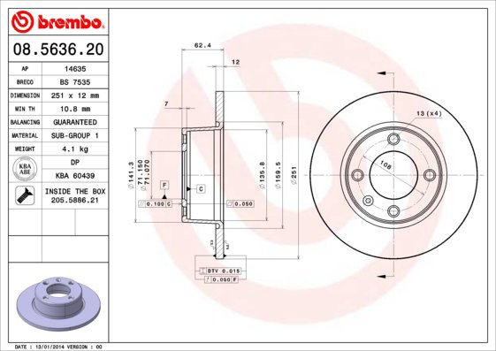 BREMBO brake disc 08.5636.20, set of 2 - Brake Disc