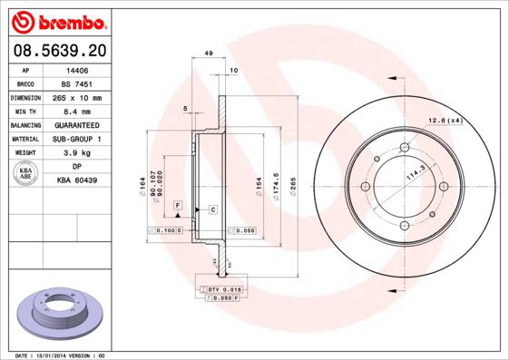 BREMBO brake disc 08.5639.20, set of 2 - Brake Disc