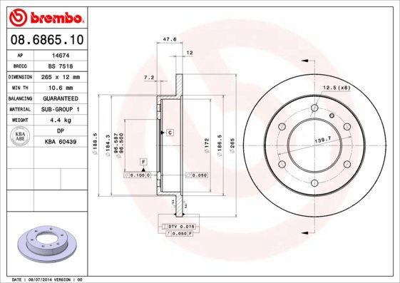 BREMBO brake disc 08.6865.10, set of 2 - Brake Disc