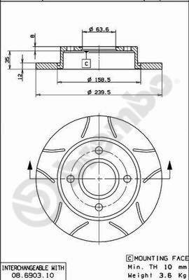 BREMBO brake disc 08.6903.75, set of 2 - Brake Disc