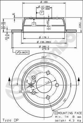 BREMBO brake disc 08.6968.10, set of 2 - Brake Disc