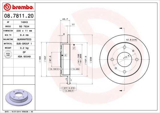 BREMBO brake disc 08.7811.20, set of 2 - Brake Disc