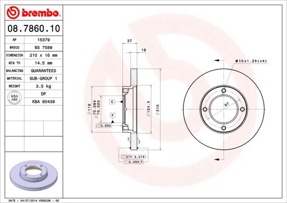 BREMBO brake disc 08.7860.10, set of 2 - Brake Disc