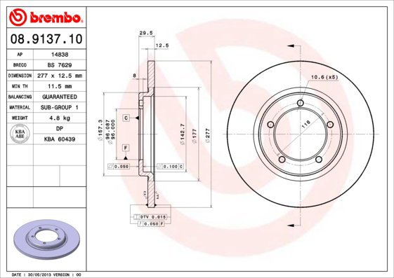 BREMBO brake disc 08.9137.10, set of 2 - Brake Disc