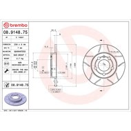 BREMBO brake disc 08.9148.75, set of 2 - Brake Disc